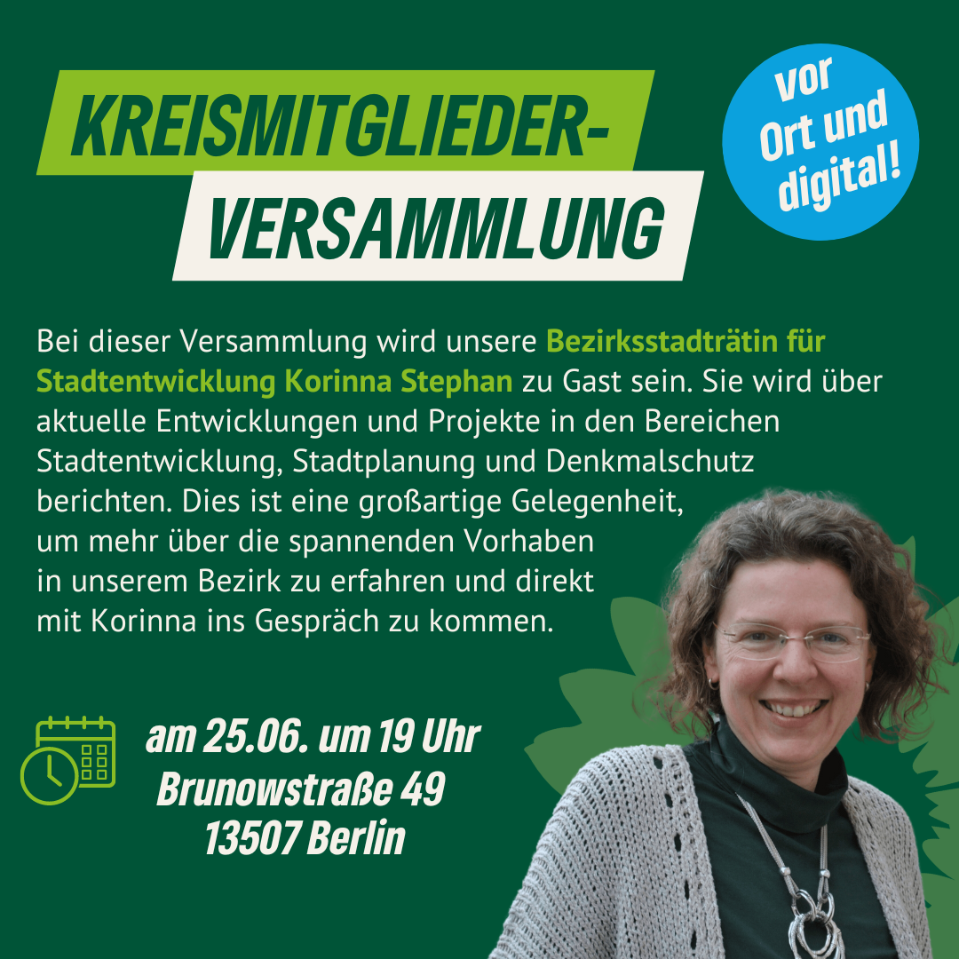 sharepic mit den Infos aus dem Text und einem Foto von Korinna Stephan.